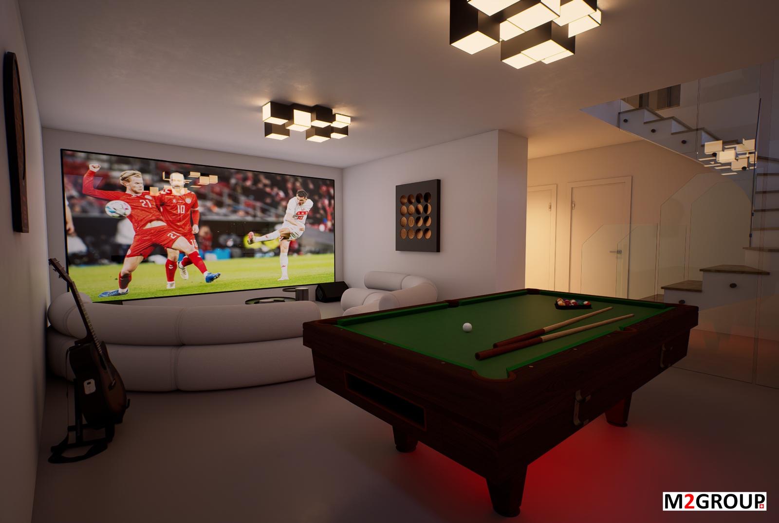 Espace loisirs avec cinéma et billard